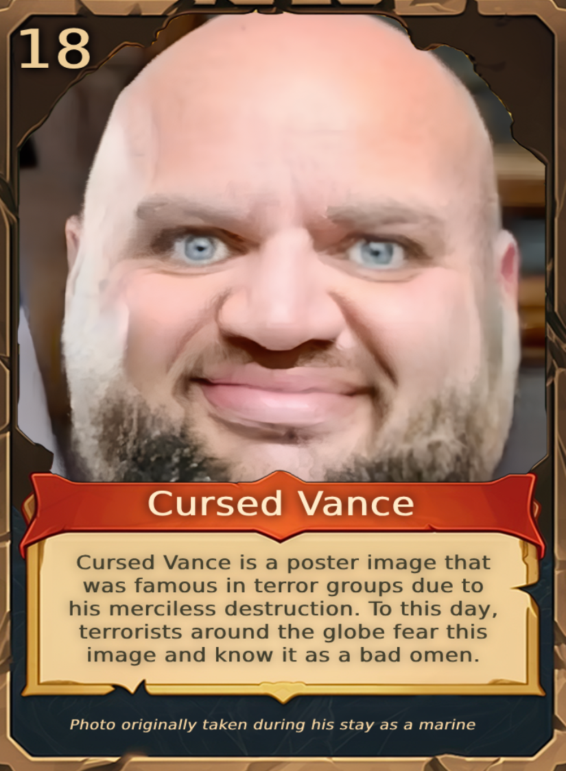 The JD Vance Trading Card Deck (18 unique cards)